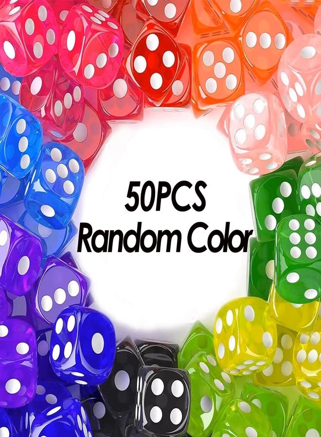 HLGHLG ﻿50 PCS 6-Sided Dice Set, 10 Colorful Mixed Colors Bulk Dice for Board Games Like Math Classroom Teaching, Family Party Games (14mm Small Dice) - Image 4