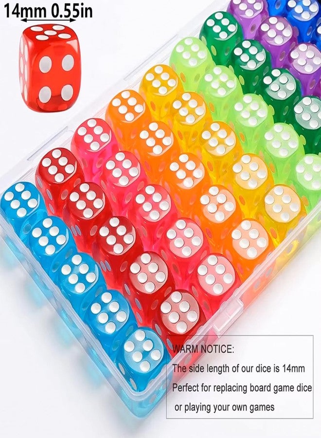 HLGHLG ﻿50 PCS 6-Sided Dice Set, 10 Colorful Mixed Colors Bulk Dice for Board Games Like Math Classroom Teaching, Family Party Games (14mm Small Dice) - Image 3