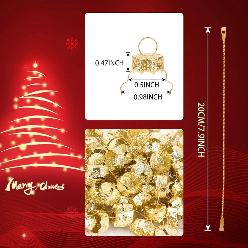 WBCBEC 100 Pieces Round Christmas Ornament Caps and Christmas Ornament Hangers String Set, Christmas Hangers Caps for Christmas Tree, Ceramic Glass Porcelain Christmas Ornaments DIY Decorations - Image 2