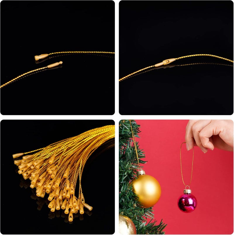 WBCBEC 100 Pieces Round Christmas Ornament Caps and Christmas Ornament Hangers String Set, Christmas Hangers Caps for Christmas Tree, Ceramic Glass Porcelain Christmas Ornaments DIY Decorations - Image 3