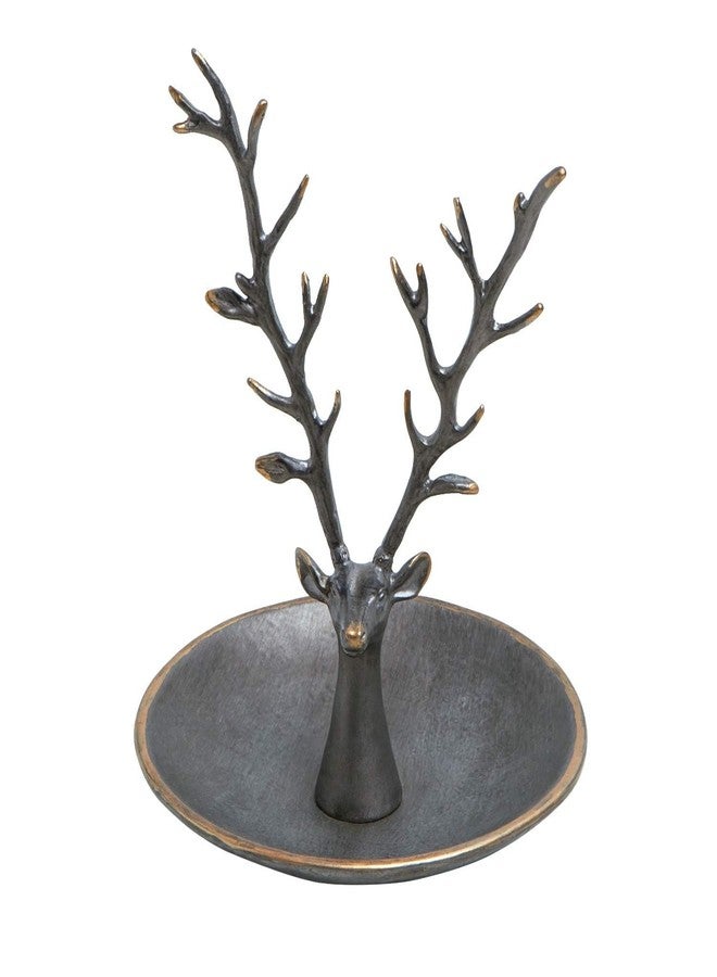 SOFFEE DESIGN Jewelry Tray Ring Dish Holder, Metal Deer Antler Jewelry Stand with Tray Display Organizer, Deer Tree Jewelry Hanger Rack for Hanging Necklaces, Rings, Earrings, Bracelet, Watches - Image 1