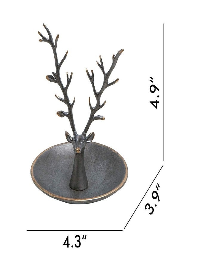 SOFFEE DESIGN Jewelry Tray Ring Dish Holder, Metal Deer Antler Jewelry Stand with Tray Display Organizer, Deer Tree Jewelry Hanger Rack for Hanging Necklaces, Rings, Earrings, Bracelet, Watches - Image 5