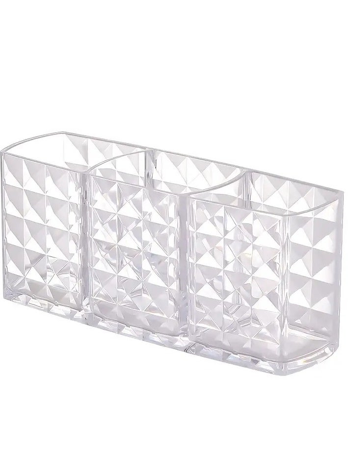 ORiTi 1Pc  Shining Makeup Brushes Holder Organizer Clear Eyebrow Pen Container Durable Makeup Brush StorageBox 3 slot  - Image 2