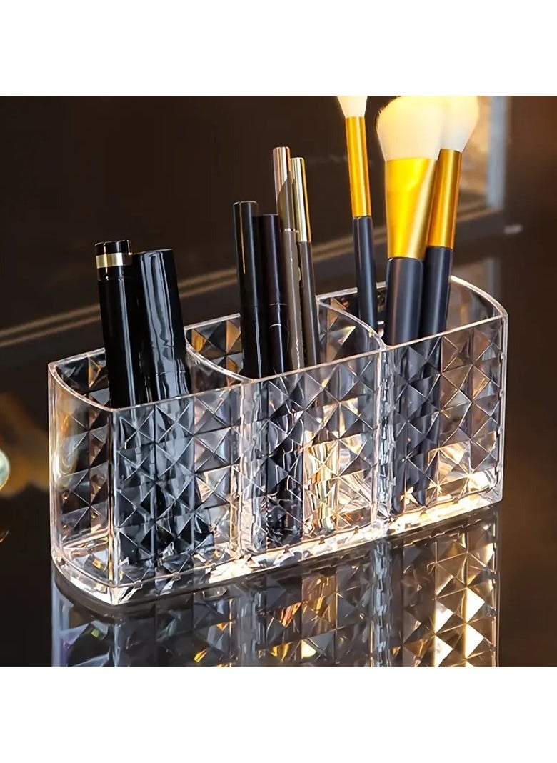 ORiTi 1Pc  Shining Makeup Brushes Holder Organizer Clear Eyebrow Pen Container Durable Makeup Brush StorageBox 3 slot  - Image 1