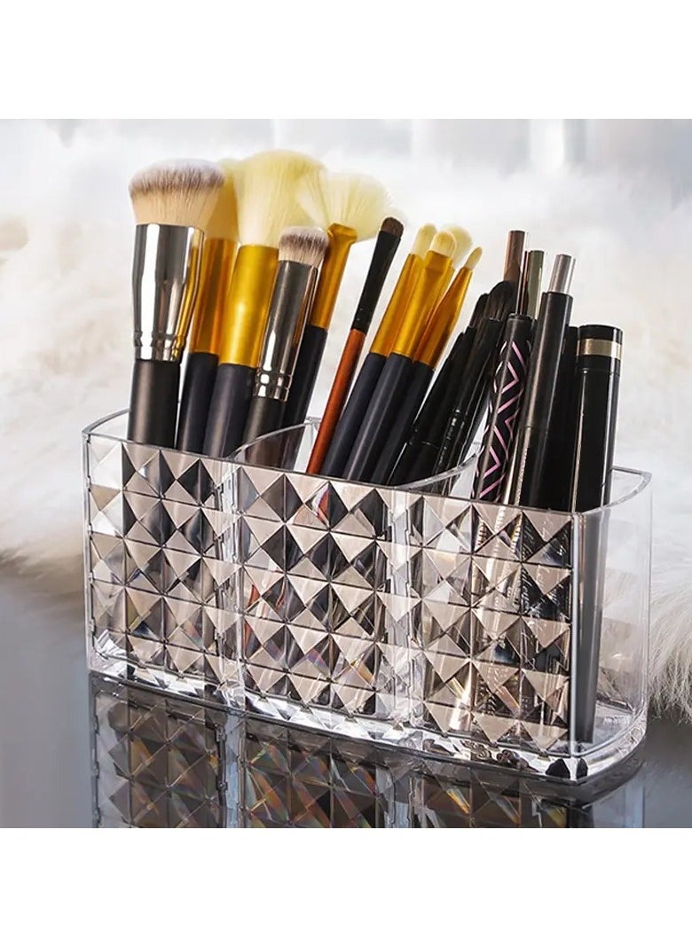 ORiTi 1Pc  Shining Makeup Brushes Holder Organizer Clear Eyebrow Pen Container Durable Makeup Brush StorageBox 3 slot  - Image 3