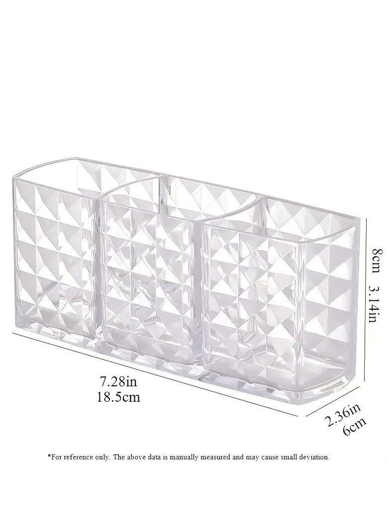 ORiTi 1Pc  Shining Makeup Brushes Holder Organizer Clear Eyebrow Pen Container Durable Makeup Brush StorageBox 3 slot  - Image 5