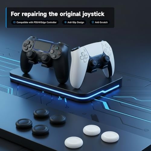 Ferkurn Replacement Thumb Grips Cap Compatible with PS5/4 Controller Edge Accessories, Anti-Slip Anti-Stickiness Anti-Scratch Joystick Caps Controller Thumbstick Grips Replacement Button, Repair Part - Image 5