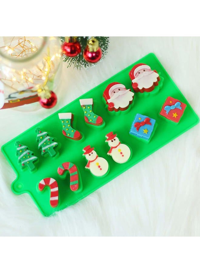 YuCool 3 Pack Silicone Christmas Candy Molds, Cake Chocolate Jelly Baking Trays Pan for Party Decoration, Xmas Gift,with Shape of Christmas Tree, Santa Head - Red,Green,Pink - Image 4