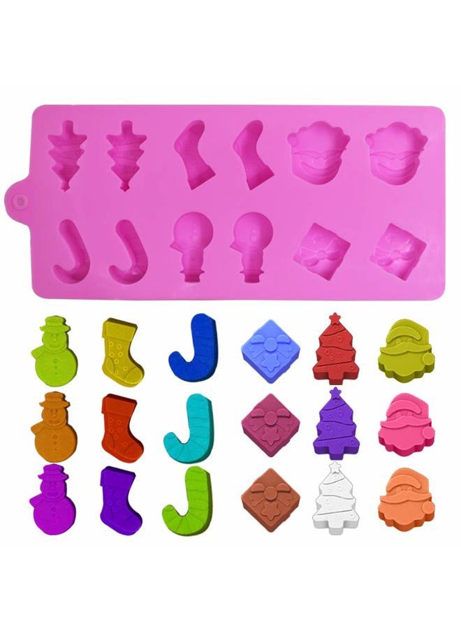 YuCool 3 Pack Silicone Christmas Candy Molds, Cake Chocolate Jelly Baking Trays Pan for Party Decoration, Xmas Gift,with Shape of Christmas Tree, Santa Head - Red,Green,Pink - Image 2
