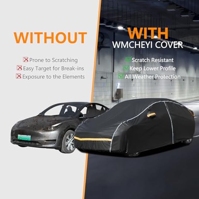 WMCHEYI Car Cover Waterproof All Weather,6 Layers Car Covers for Automobiles, Full Exterior Cover with Zipper, Outdoor SUV Car Cover Sun UV Rain Snow Wind Protection, Fit for 192"(192*74*74 inch)SUV - Image 3