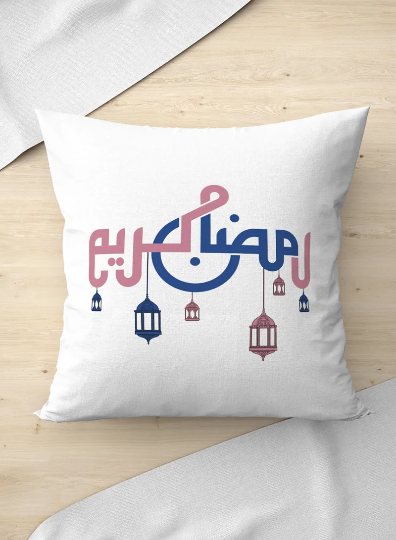 لوحة غطاء وسادة من البوليستر بتصميم رمضان كريم مع فوانيس رمضان