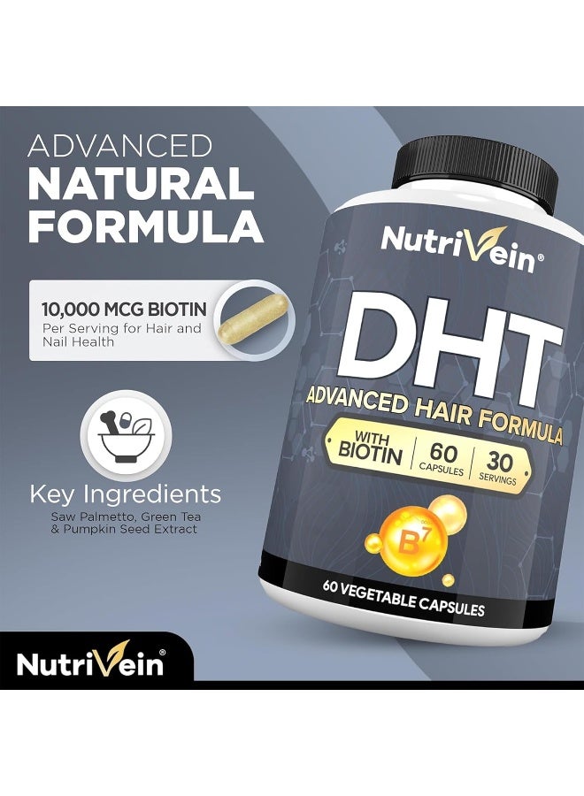 Nutrivein DHT Blocker with Biotin - Boosts Hair Growth & New Follicle Growth for Men and Women - 30 Day Supply (60 Capsules, Two Daily) - Image 3