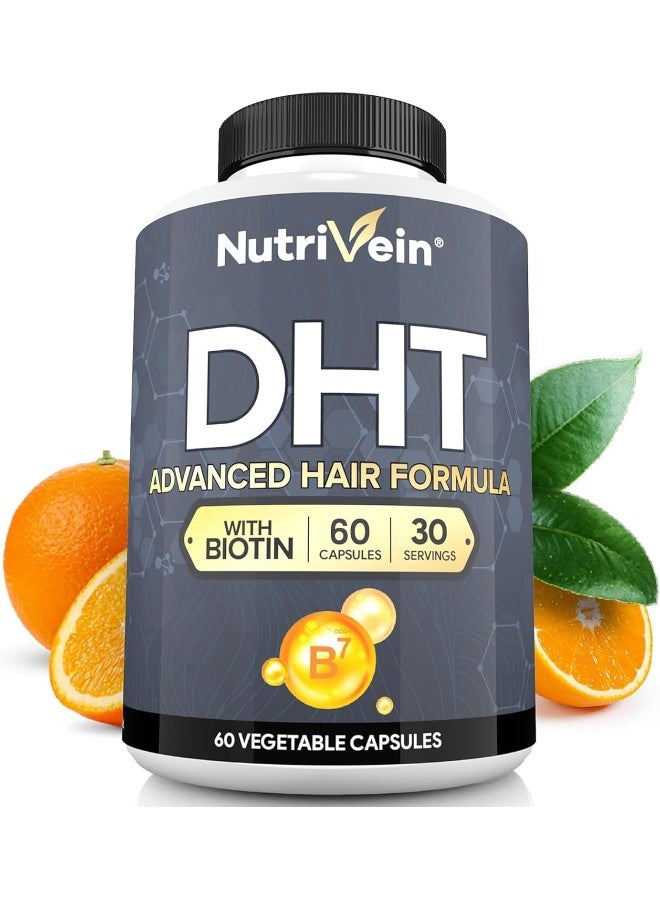 Nutrivein DHT Blocker with Biotin - Boosts Hair Growth & New Follicle Growth for Men and Women - 30 Day Supply (60 Capsules, Two Daily) - Image 1