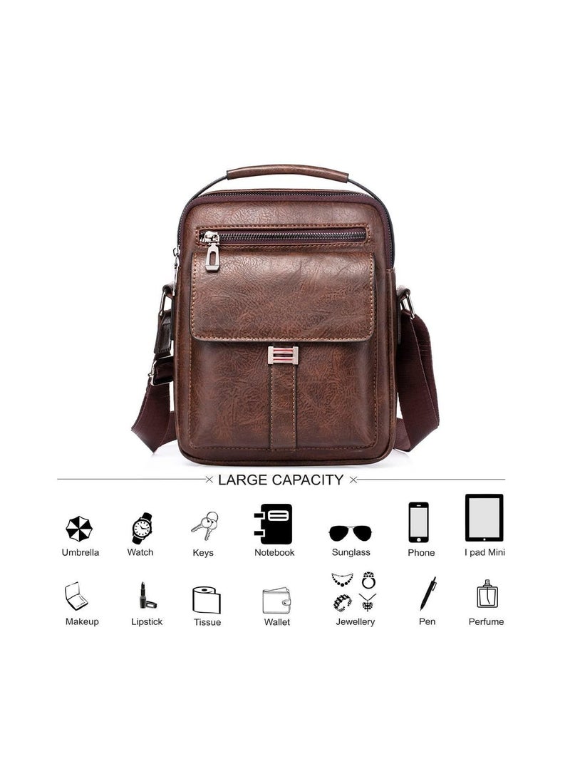 SYOSI - Shoulder Bag Men's Crossbody Manbag Leather Messenger Casual Handbags Side Satchel Sling Travel Flight Bags Cross Leather Sport Bags for Men Working Shopping Business Travel Daily - Image 1