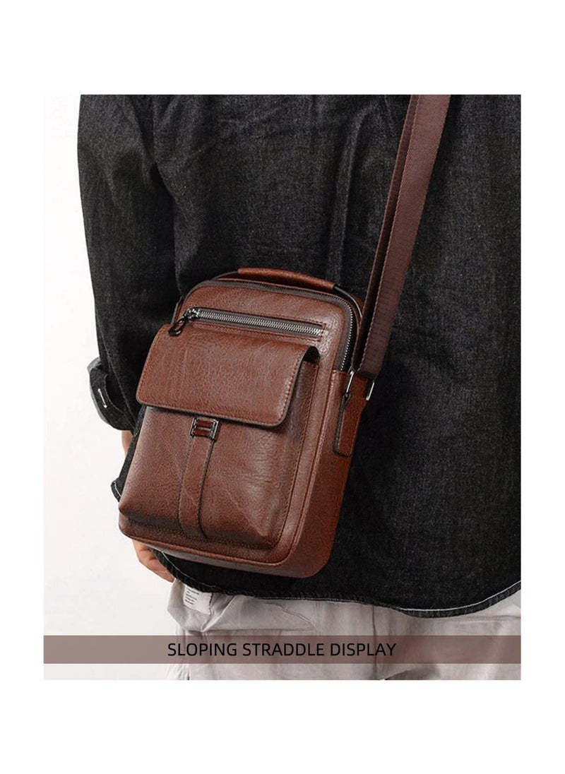 SYOSI - Shoulder Bag Men's Crossbody Manbag Leather Messenger Casual Handbags Side Satchel Sling Travel Flight Bags Cross Leather Sport Bags for Men Working Shopping Business Travel Daily - Image 1