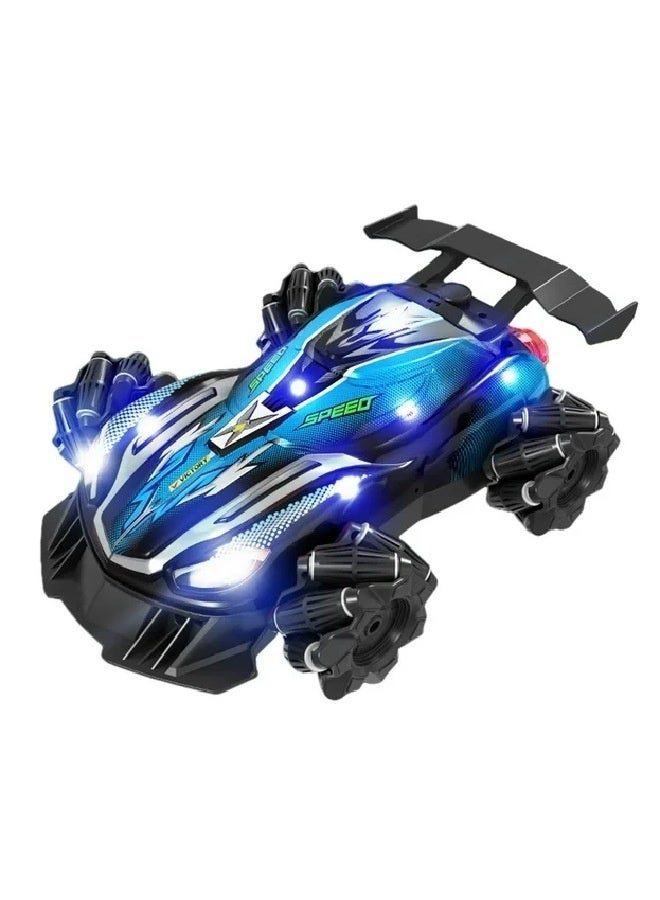 Blue Remote Control Racing Car With Spray Mist Feature, 360 Spin Stunt Action, High Performance Toy Vehicle For Kids - Image 1