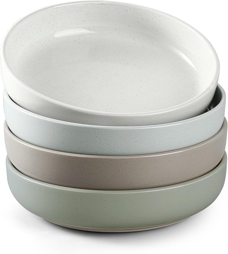 HaWare Pasta Bowls Set of 4 33oz Large Salad Bowls for Home Kitchen Ceramic Serving Plates for Soup Cereal Scratchresistant Wide and Shallow Dinner Bowl Microwave  Dishwasher Safe Multicolor - Image 1