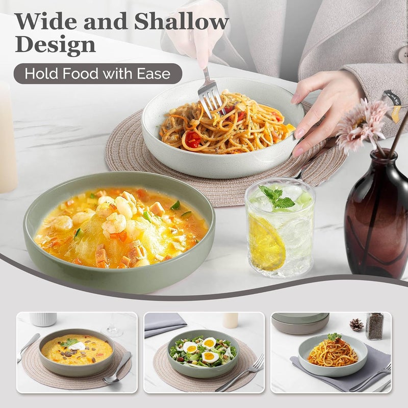 HaWare Pasta Bowls Set of 4 33oz Large Salad Bowls for Home Kitchen Ceramic Serving Plates for Soup Cereal Scratchresistant Wide and Shallow Dinner Bowl Microwave  Dishwasher Safe Multicolor - Image 5