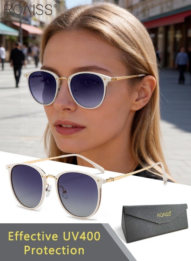 رويس نظارات شمسية مستقطبة للنساء، بإطار دائري مريح بتصميم كلاسيكي، حماية من الأشعة فوق البنفسجية UV400، نظارات شمسية أنيقة مضادة للوهج، مناسبة للقيادة والسفر والتسوق - Image 1