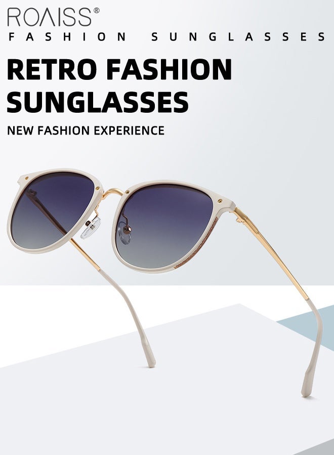 رويس نظارات شمسية مستقطبة للنساء، بإطار دائري مريح بتصميم كلاسيكي، حماية من الأشعة فوق البنفسجية UV400، نظارات شمسية أنيقة مضادة للوهج، مناسبة للقيادة والسفر والتسوق - Image 3