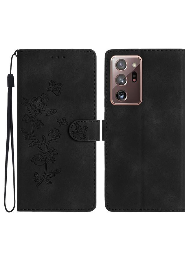 اس-توب جراب لهاتف Samsung Galaxy Note20 Ultra مصنوع من الجلد بنقشة زهور وفراشات - Image 1