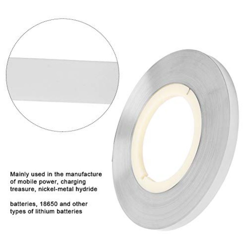 Battery spot welding strip tape for lithium pack applications, steel-plated, silver, 0.15mm thick × 8mm wide × 1kg spool - Image 3
