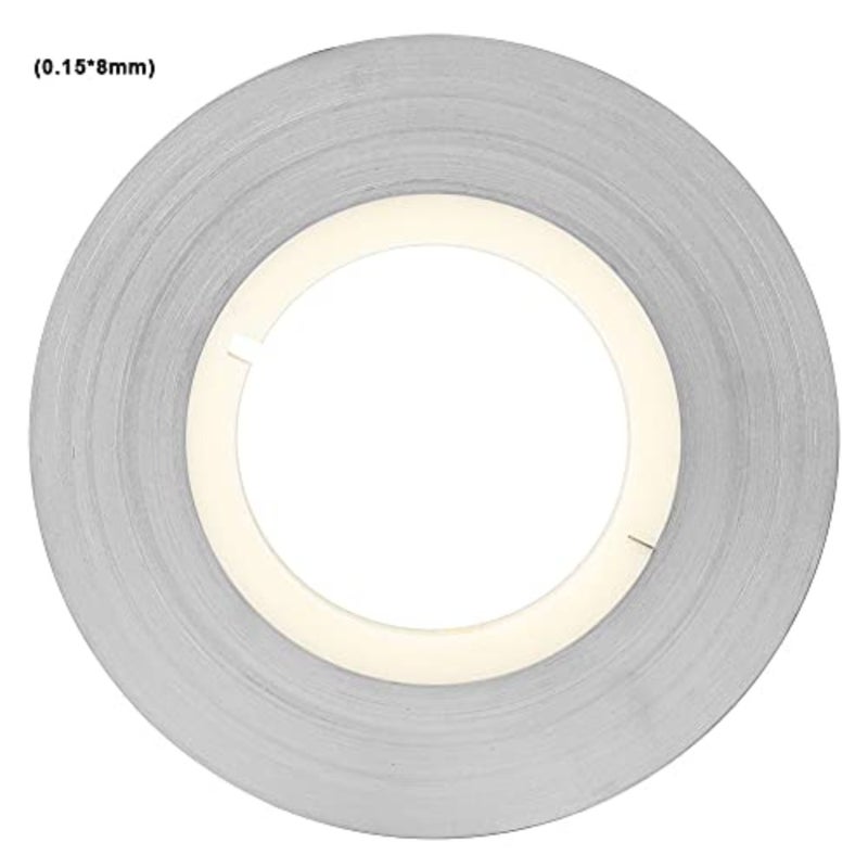 Battery spot welding strip tape for lithium pack applications, steel-plated, silver, 0.15mm thick × 8mm wide × 1kg spool - Image 2