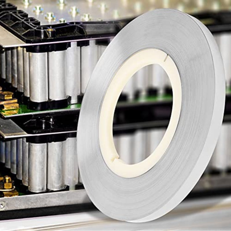 Battery spot welding strip tape for lithium pack applications, steel-plated, silver, 0.15mm thick × 8mm wide × 1kg spool - Image 4