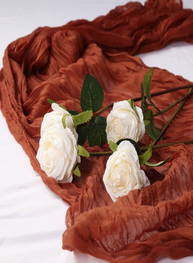 Herda 13.3 Ft Long Cheesecloth Table Runner Terracotta,160In Rustic Boho Gauze Table Runner Terra Cotta for Weddings Bridal Baby Shower Birthday Holiday Parties Rustic Sheer Table Decorations - Image 1