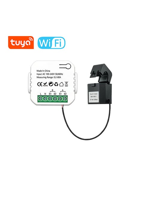 Tuya Wifi Intelligent Energy Meter Solar PV System Power Production Consumption Bidirectional Monitoring Meter Mobilephone APP Control Power Monitor with CT