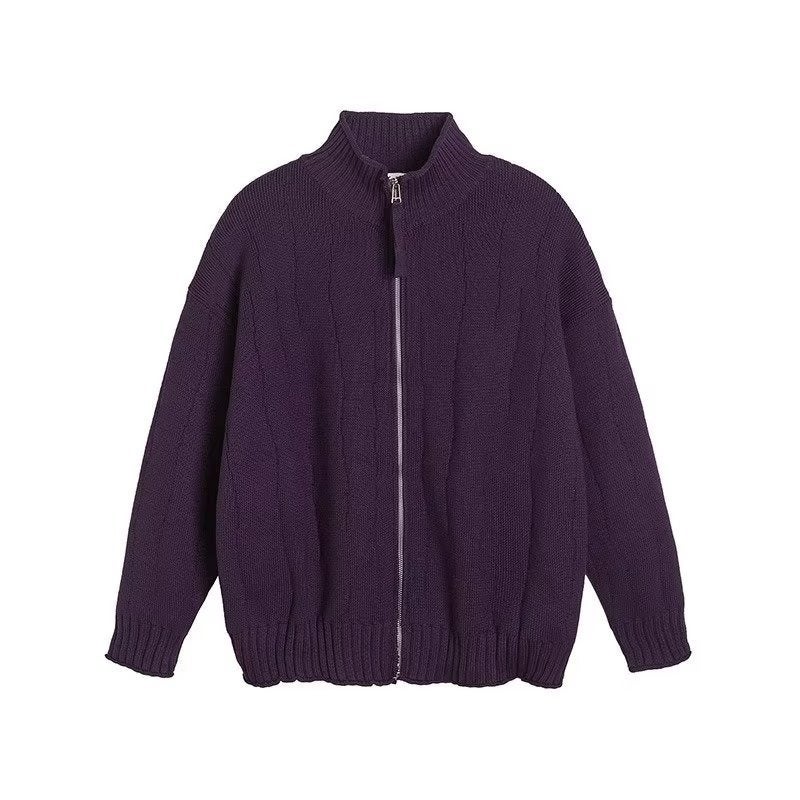 Niche New Stand-Up Collar Knitted Sweater, Lazy, Versatile And Fashionable Zipper Cardigan For Men And Women - Image 5