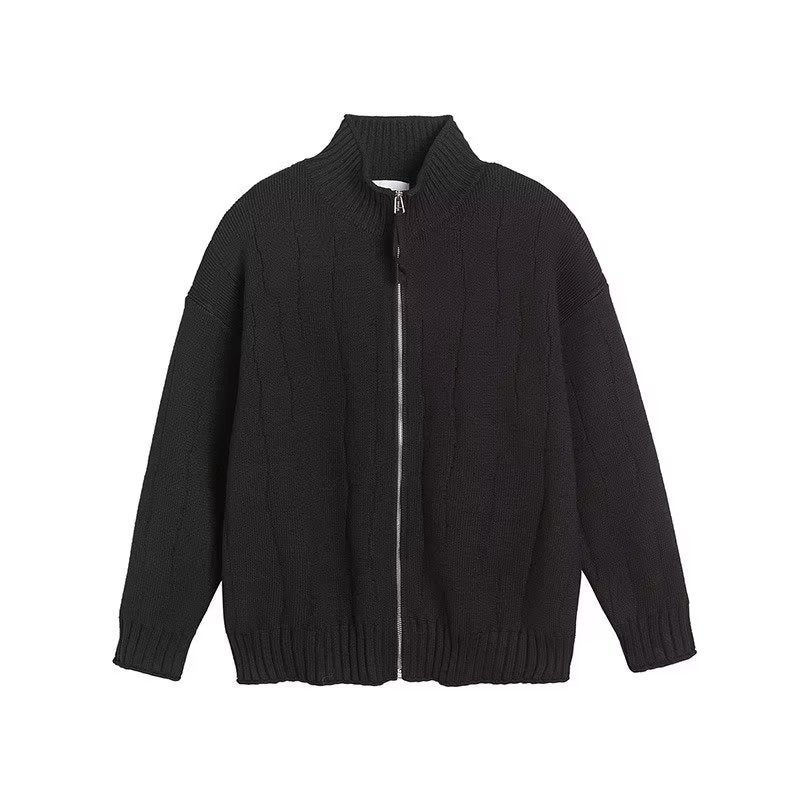 Niche New Stand-Up Collar Knitted Sweater, Lazy, Versatile And Fashionable Zipper Cardigan For Men And Women - Image 1