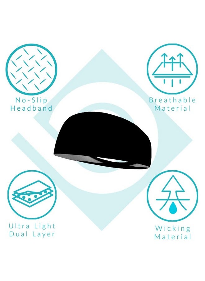 Bondi Band Headbands For Women, 4 Inch Anti Slip Workout Headbands That Stay In Place, Absorbent, Moisture Wicking, For Running, Yoga, Skiing And More, Black  - Image 2