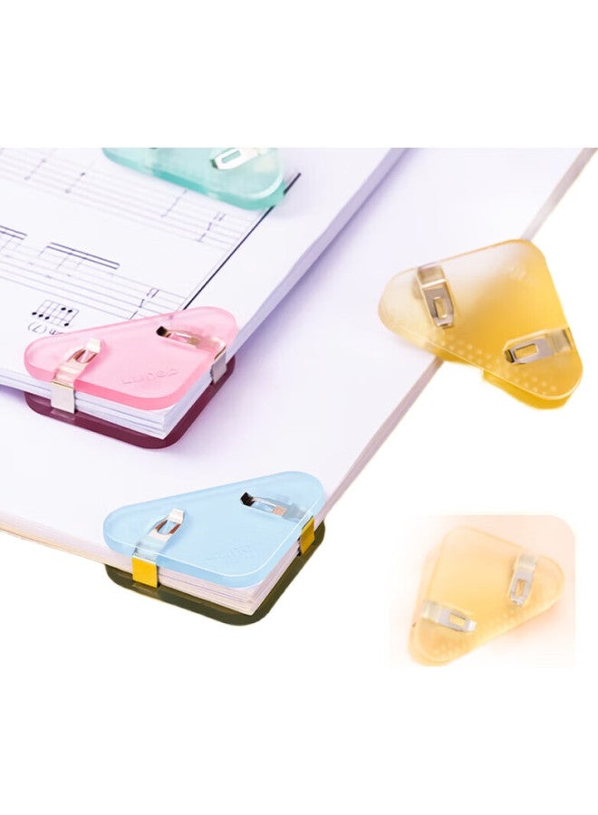 Deli [Super Popular] Deli 12-Pack Semi-Transparent Triangle File Clips, Document Organizer, Anti-Curling Edge, 30-Sheet Corner Clips, Mixed Colors Tp530 - Image 2