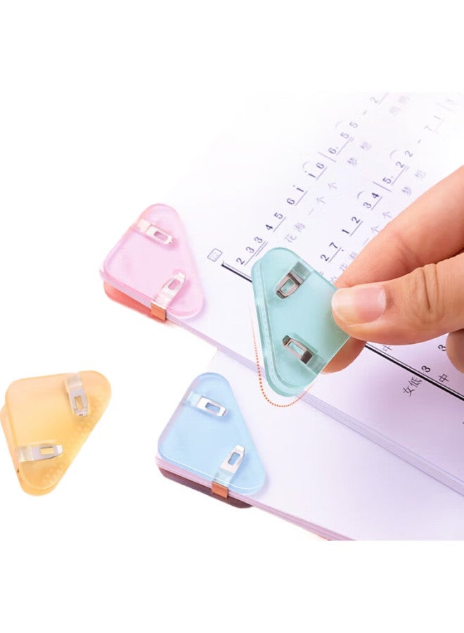 Deli [Super Popular] Deli 12-Pack Semi-Transparent Triangle File Clips, Document Organizer, Anti-Curling Edge, 30-Sheet Corner Clips, Mixed Colors Tp530 - Image 1