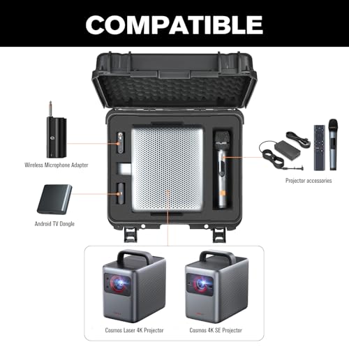LUGECASE Hard Case for Anker Nebula Laser 4K - Waterproof Portable Projector Hard Shell Case: All-in-One Travel Carrying Box for Anker Nebula Cosmos Laser 4K & 4K SE | Charging Cable: for Home Theater & Travel - Image 2