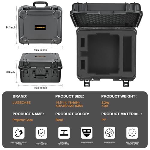 LUGECASE Hard Case for Anker Nebula Laser 4K - Waterproof Portable Projector Hard Shell Case: All-in-One Travel Carrying Box for Anker Nebula Cosmos Laser 4K & 4K SE | Charging Cable: for Home Theater & Travel - Image 3