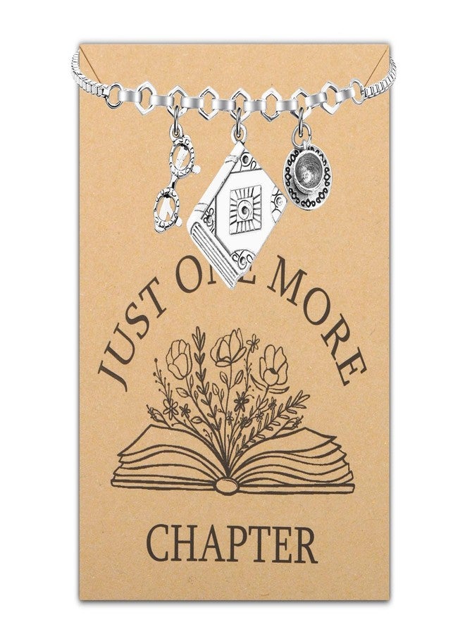 PLITI Reading Gift Bookworm Gift Book Nerd Gift Just One More Chapter Book Lover Bracelet For Women (chapter slide bg) - Image 1