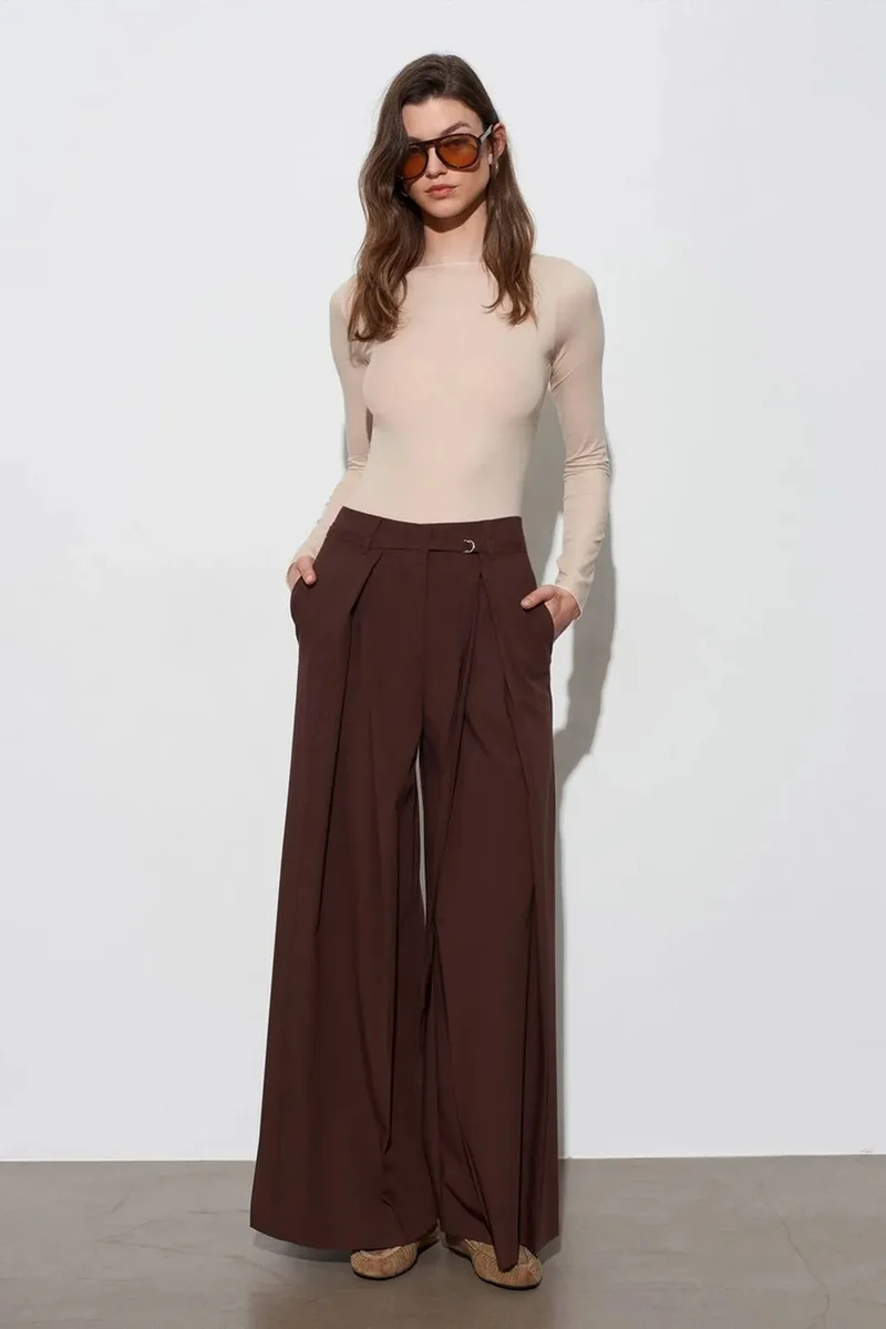 Dilvin Beige Natural DILVIN Slim Fit Boat Neck Long Sleeve Top for Women | Best Price UAE