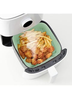LKTOCAFT Light Green Air Fryer Silicone Pot with Gloves, Reusable Easy Cleaning Air Fryer Liner, Square Silicone for Air Fryer Basket(9in, 22cm)  - Image 2