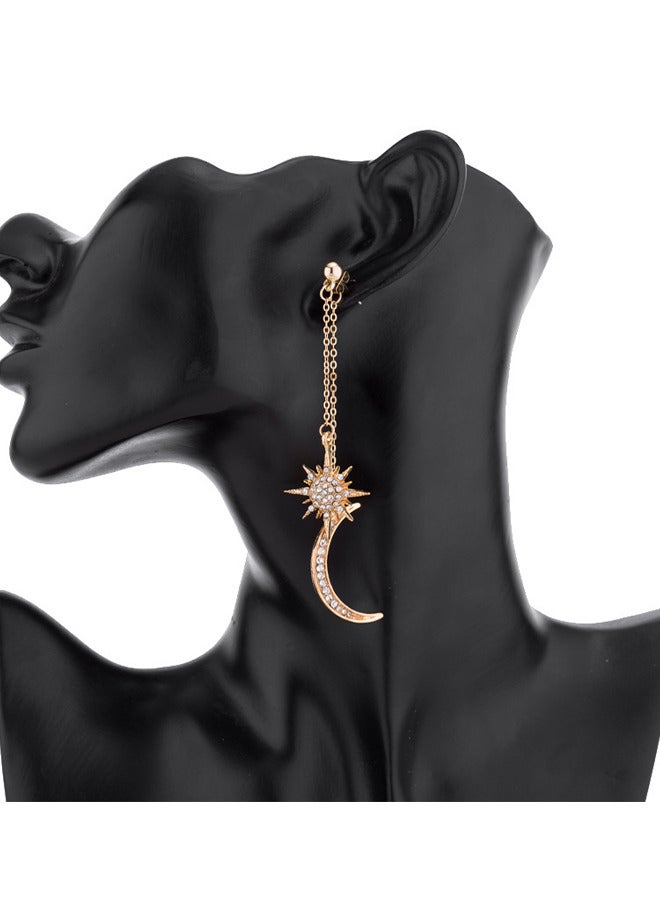 Depend Dainty Long Dangle Earrings For Women Girls, Fashion Jewelry, Lovely Gold Silver Dangly, Upgrade Moon Stars Sun Earring, Fashion Long Drop Dangle, Earring Set - Image 2