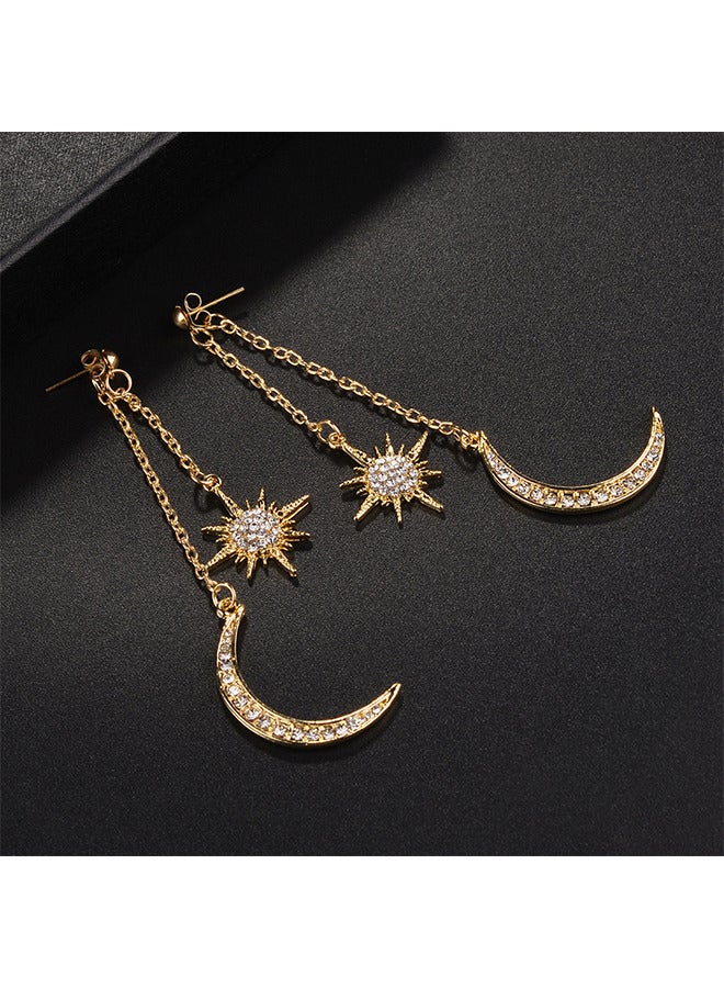 Depend Dainty Long Dangle Earrings For Women Girls, Fashion Jewelry, Lovely Gold Silver Dangly, Upgrade Moon Stars Sun Earring, Fashion Long Drop Dangle, Earring Set - Image 4