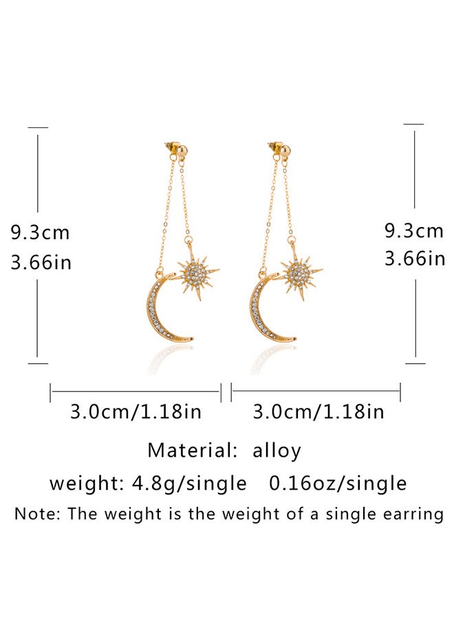 Depend Dainty Long Dangle Earrings For Women Girls, Fashion Jewelry, Lovely Gold Silver Dangly, Upgrade Moon Stars Sun Earring, Fashion Long Drop Dangle, Earring Set - Image 3