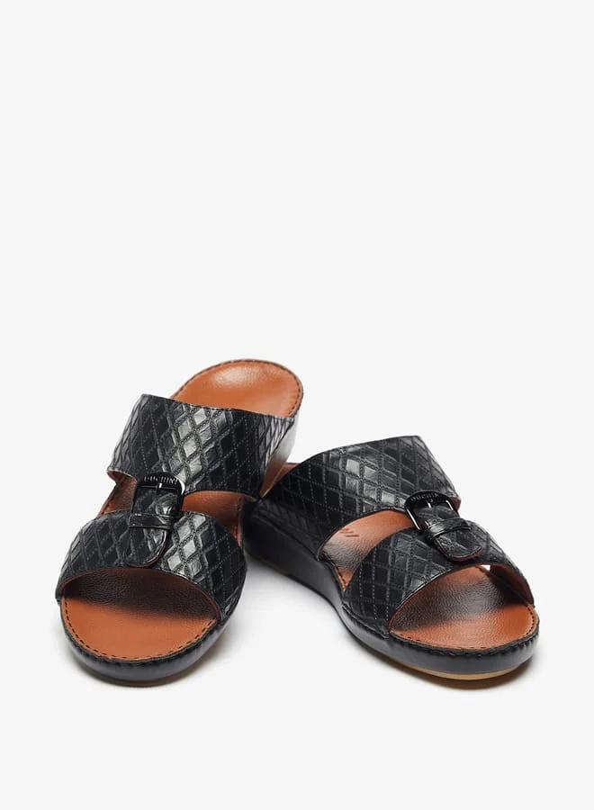 DUCHINI Mens Slip-On Arabic Sandals with Buckle Accent