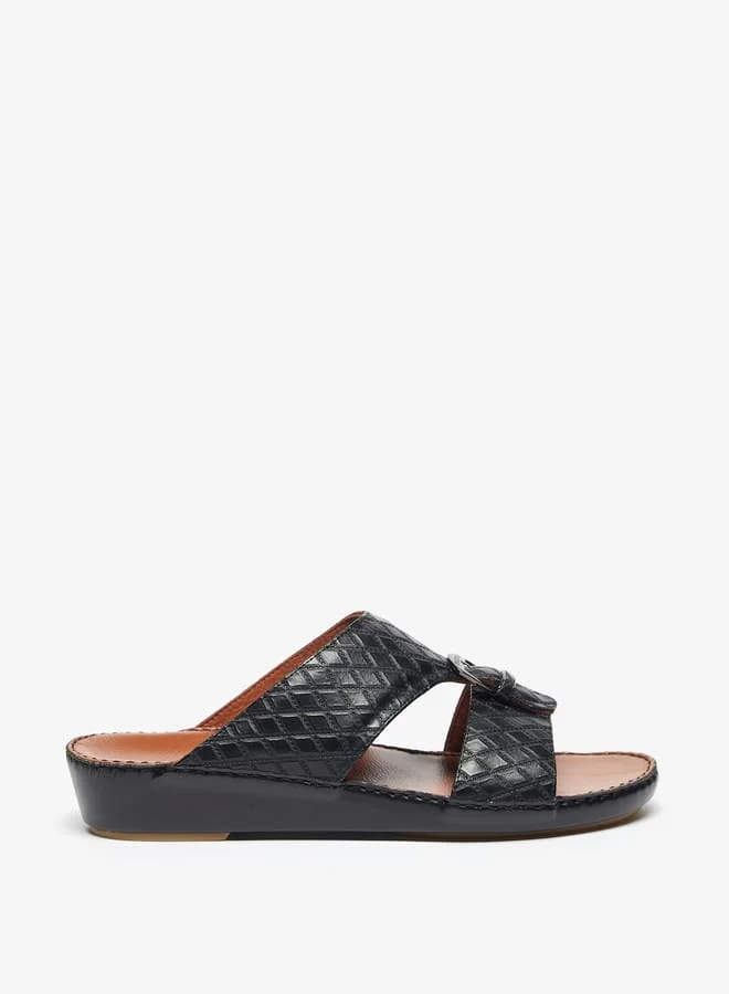 DUCHINI Mens Slip-On Arabic Sandals with Buckle Accent