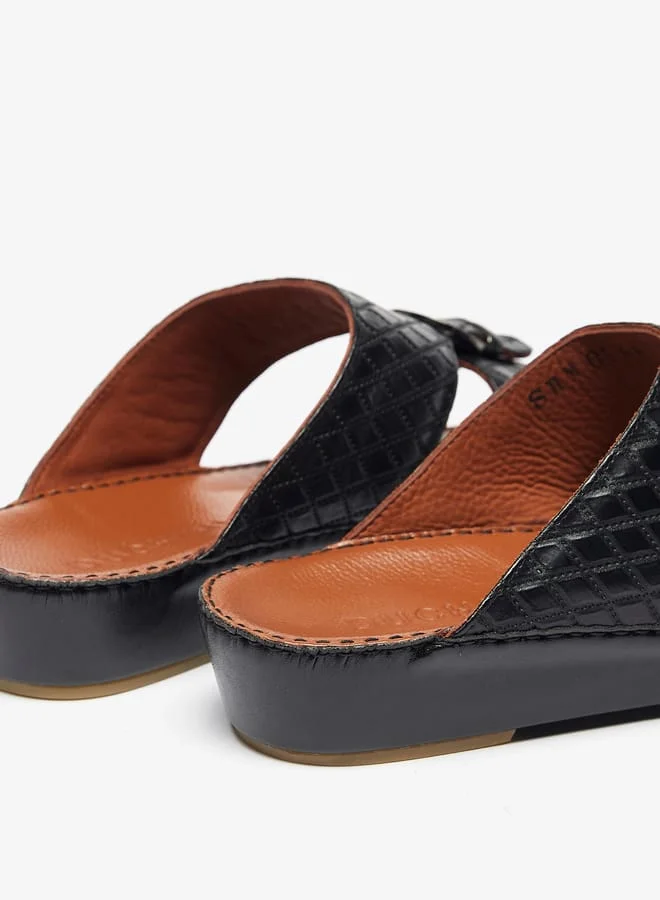 DUCHINI Mens Slip-On Arabic Sandals with Buckle Accent