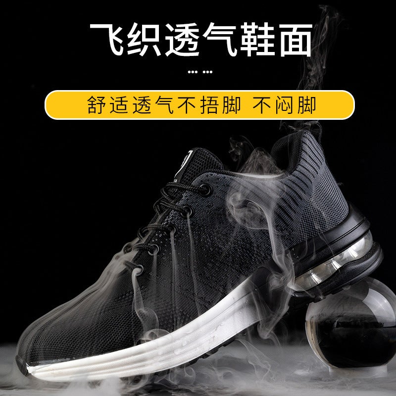 Manufacturer Steel Toe Cap Fly-Knit Labor Protection Shoes For Men, Anti-Smash And Anti-Stab Factory Workshop Construction Site Protective Work Shoes - Image 4