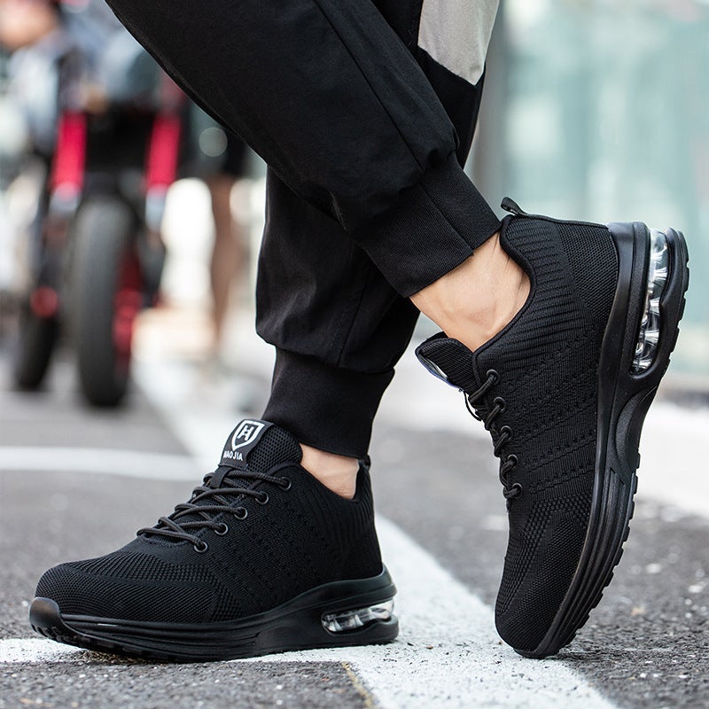 Manufacturer Steel Toe Cap Fly-Knit Labor Protection Shoes For Men, Anti-Smash And Anti-Stab Factory Workshop Construction Site Protective Work Shoes - Image 3