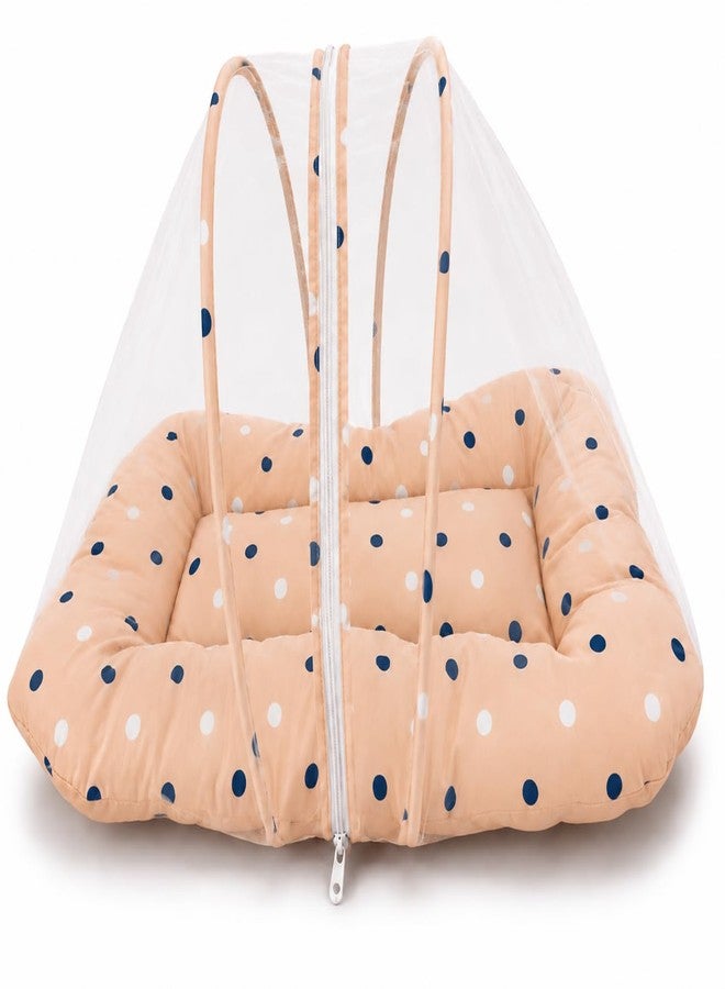 DADDY G 3-in-1 Baby & Sleeping Bag for Newborn | Portable Cotton Baby Bedding Set | Unisex Carry Nest & Baby Holder for New Born | Soft & Lightweight Infant Sleep Bag (Net Bed Orange Dot)