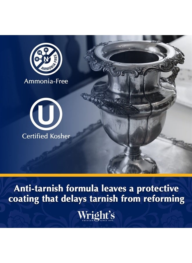 Wright's كريم تنظيف وتلميع الفضة - 8 أونصات مع قطعة قماش للتلميع - خالي من الأمونيا - ينظف بلطف ويزيل البقع دون خدش - Image 4